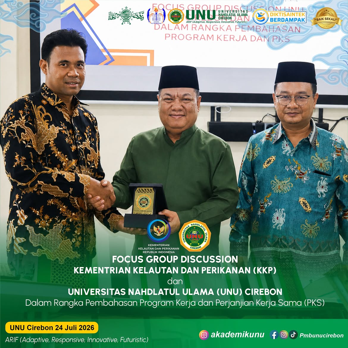 Perkuat Sektor Maritim, UNU Cirebon dan KKP Gelar FGD Pembahasan Program Kerja serta Perjanjian Kerja Sama